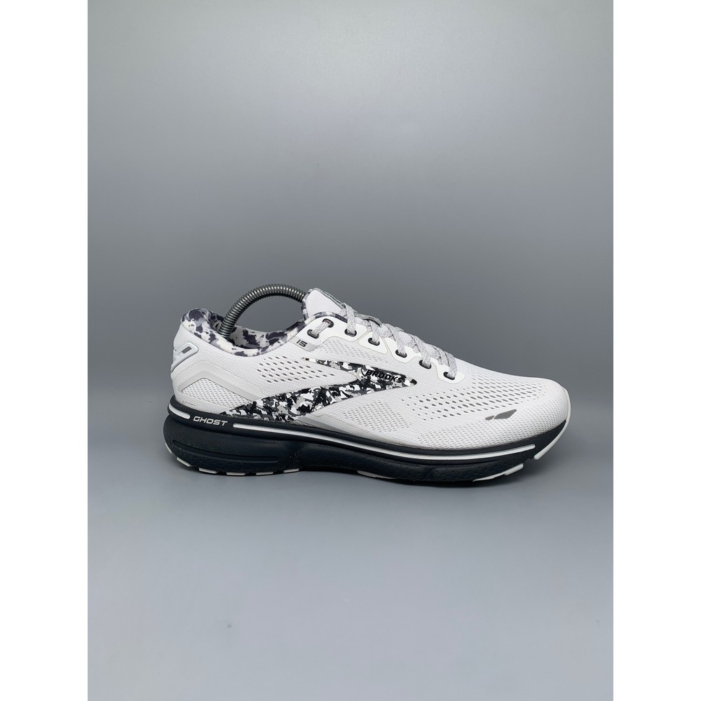 Brooks Ghost 15 White Black Grey Camo Running Shoes 1203801B149 Women's Sz 11 - Picture 5 of 10